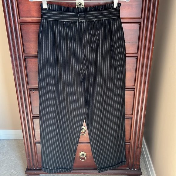 Wild Fable Pin Stripe Paperbag Waist Black Trouser Pants Medium - Picture 2 of 4